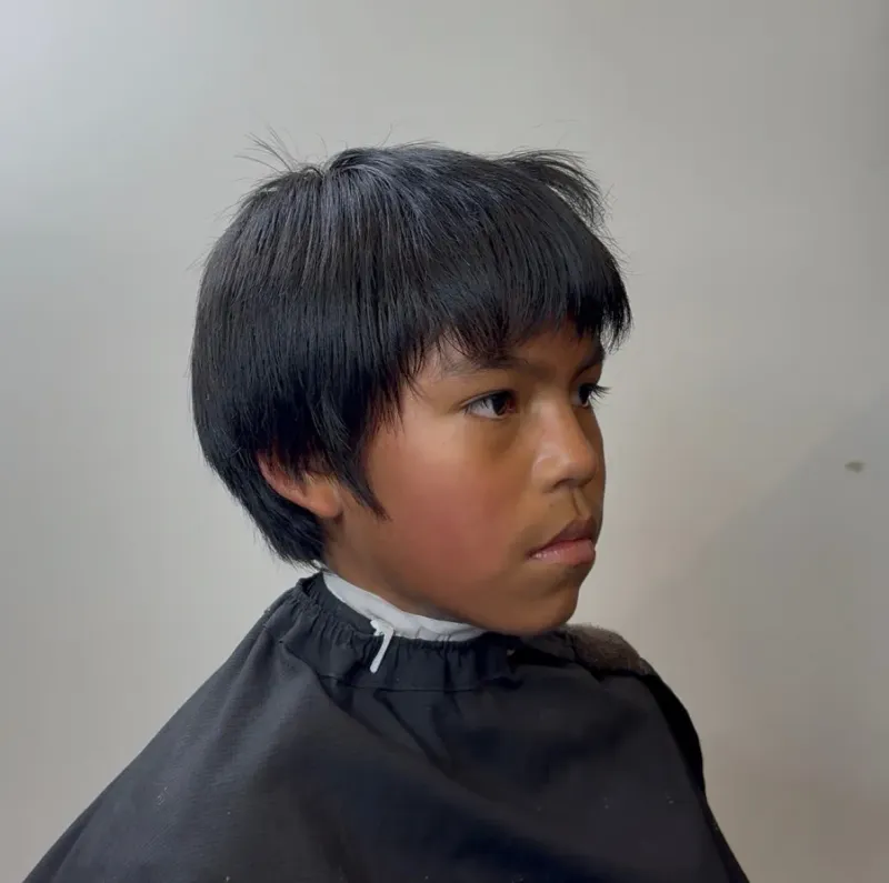 Client before a fresh cut at Main Street Barbers.